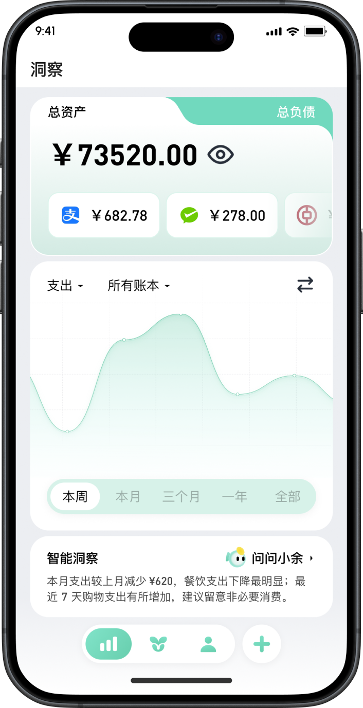 小余收支趋势界面